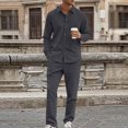 thumbnail image 3 of RUTAYY Men's Outfits Long Sleeve Solid Color Casual Shirts Tops Pants Indoor Outdoor Activities Trendy Travel Sets, 3 of 5