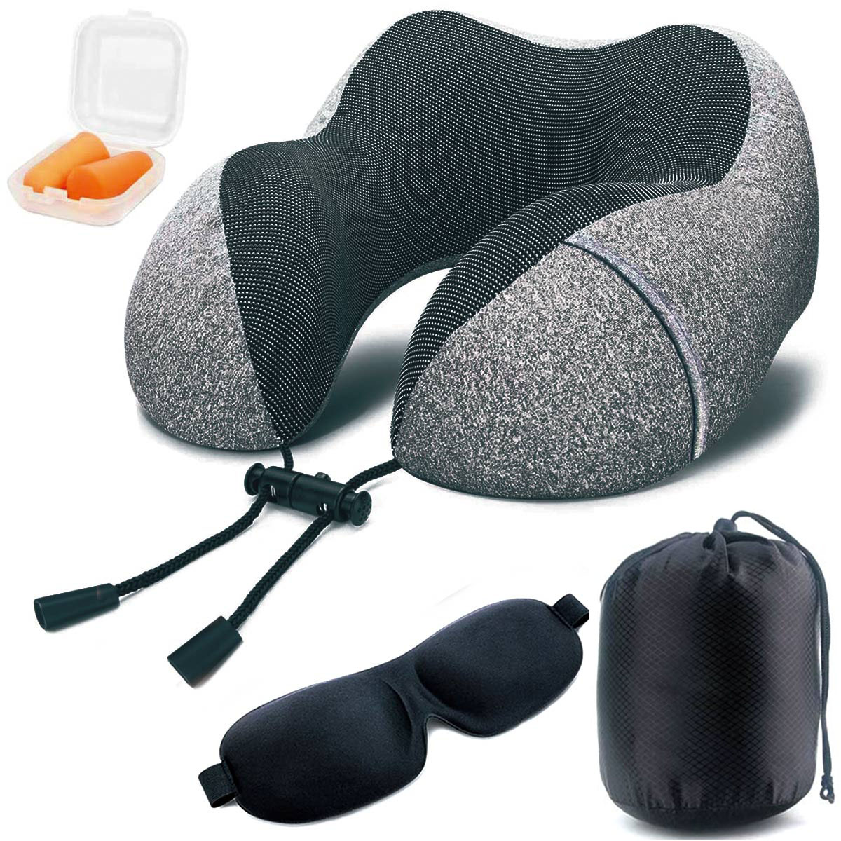 Camkey Memory Foam Neck Pillow with Eye Mask & Earplugs photo 5