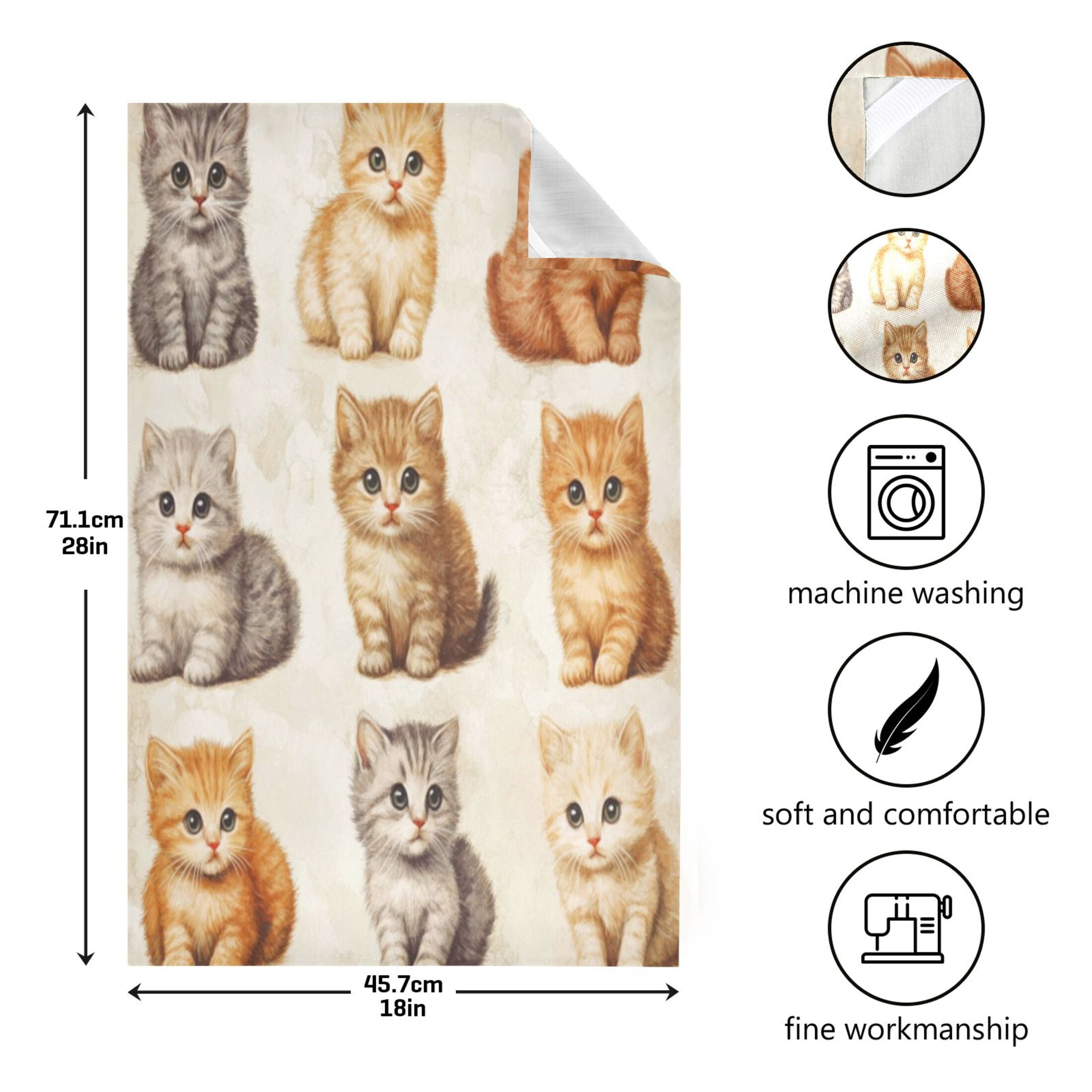 Kitchen Towel 28x18 Inches x6，Plate Towel, Decorative Towel, Napkin, Tea Towel Tea Towels For Kitchen Dish Cloths & Dish Towels Little Colored Cat1