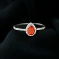 thumbnail image 3 of Rosec Jewels Fire Opal Teardrop Ring for Women with Diamond Halo - 5X7 mm (AAA Quality), 925 Sterling Silver, US 3.50, 3 of 9