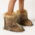 thumbnail image 6 of Dasayo Brown Women Booties Ankle Furry Winter Fleece Warm Wide Calf Booties Shoes Women 36, 6 of 8