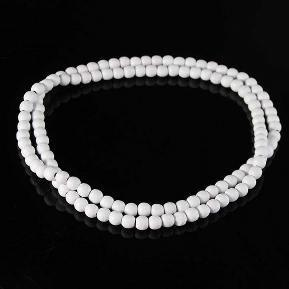 HEMOTON 2 Pcs Beaded Women Wooden Bead Ornaments Bracelet Necklace 0.8X90cm White