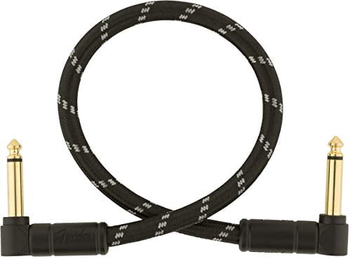 Genuine Fender® 1' Deluxe Series Instrument Cable Black Tweed  0990820095 1 foot