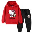 thumbnail image 3 of Hello Kitty, nueva ropa para niños, jersey para niñas, suéter con capucha, pantalones de dos piezas, traje deportivo de manga larga de algodón para bebés, 3 of 5