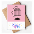 thumbnail image 1 of Face Stand Birdcage Eyes Art Deco Fashion Welcome Back Greeting Cards Envelopes Blank, 1 of 3