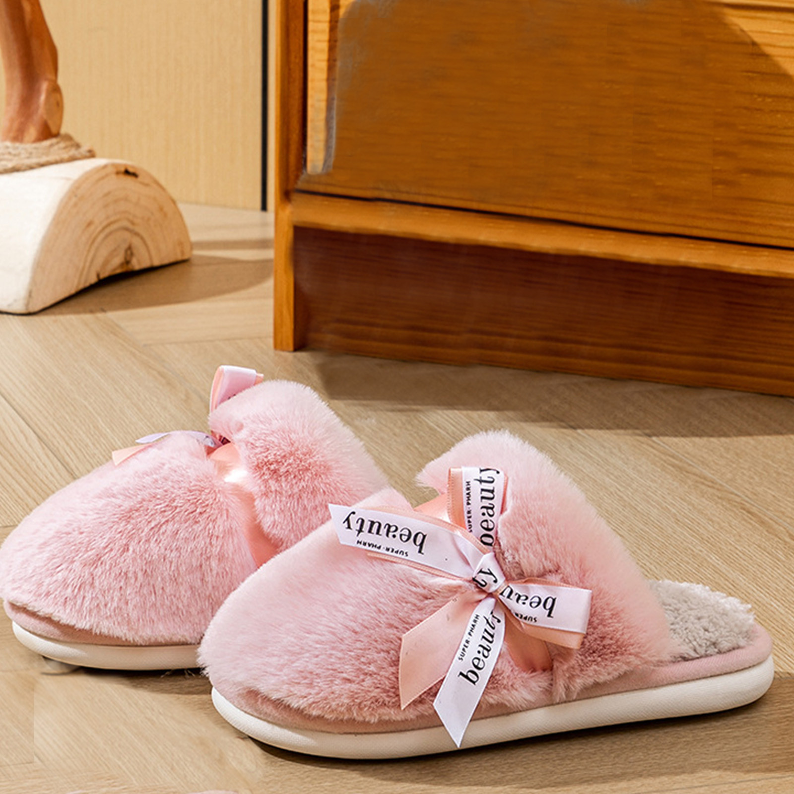 Women's Fluffy House Slippers – Plush Slip-On, Perfect For Weddings & Gifts, Unbranded
