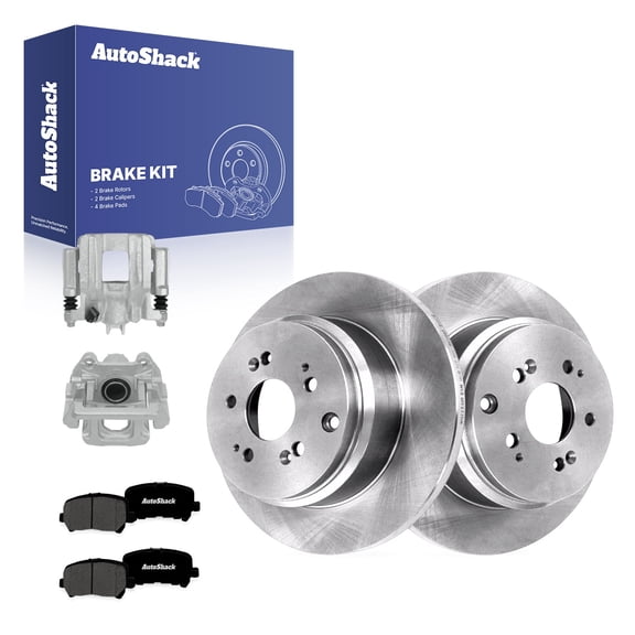 AutoShack Rear Solid Brake Rotors   Premium Ceramic Pads   Calipers 8-PC Brake Kit Replacement for 2007-2013 Acura MDX 2010-2013 Acura ZDX 13.13" (333.5 mm)