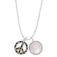 thumbnail image 1 of Delight Jewelry Silvertone Large Brown Cheetah Print Peace Sign To the World You are a Mother Locket Necklace, 1 of 4