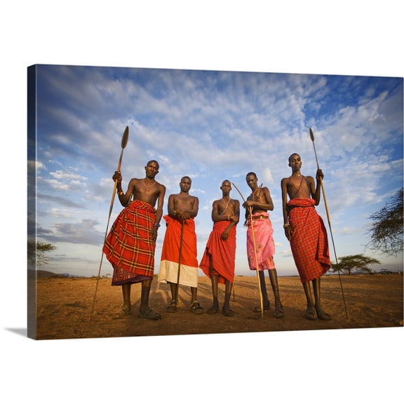 Great BIG Canvas | "Samburu tribe at sunset, Kenya, Africa" Canvas Wall Art - 30x20