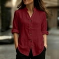 thumbnail image 6 of cocolona Linen Button Down Solid Color Blouses for Women Collar Long Sleeve Shirts Dressy Casual Tops, 6 of 6