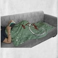 thumbnail image 6 of Christmas Soft Flannel Fleece Blanket, Hand Drawn Vintage Bike with Small Xmas Tree House Silhouettes Snow, Cozy Plush for Indoor and Outdoor Use, 50" x 60", Almond Green Red White, by Ambesonne, 6 of 6