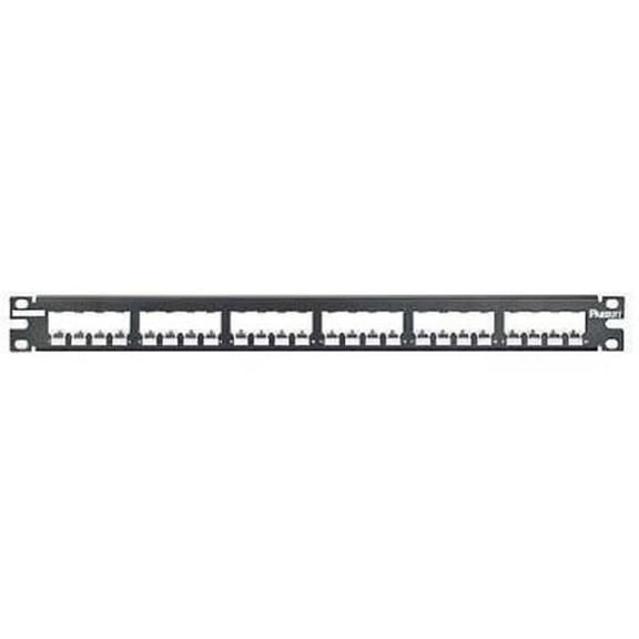 24 Port All Metal Modular Patch Panel, Black - 1 Rack Unit