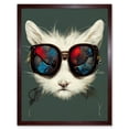 thumbnail image 1 of White Cat Head With Aviator Sunglasses Painting Art Print Framed Poster Wall Decor 12x16 inch, 1 of 5
