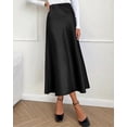 thumbnail image 6 of BTFBM Womens Spring Summer Long Satin Skirt Silk Elegant High Waist Cocktail Party Wedding Flowy A-Line Midi Skirts, 6 of 8