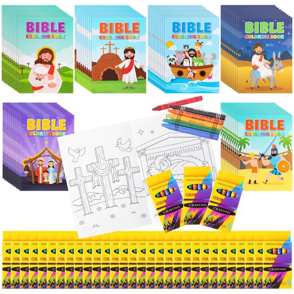 Libro para colorear Gilprop Christian con crayón, 336 unidades, para niños