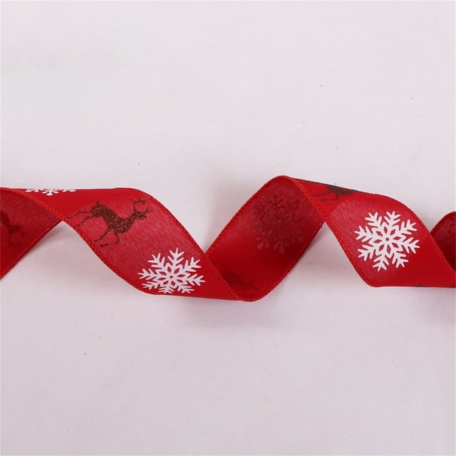 Vaidha 10m Long Deer Snowflake Ribbon Home Printing Christmas Tree Decoration Ribbon