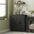 thumbnail image 2 of HOMCOM Bathroom Floor Cabinet, Farmhouse Storage Cabinet with Doors, Black, 2 of 10