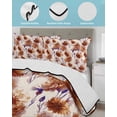 thumbnail image 3 of Twin XL Quilt Bedding Set, Orange Floral Reversible Summer Quilt 3 Pieces, Vintage Cornflower Leaves Rustic Plants Lightweight Bedspreads Coverlets with 2 Pillow Shams for All Seasons, 3 of 5