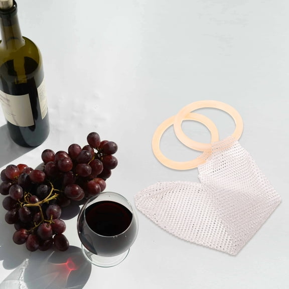 OUNONA Transparent Mesh Wine Bottle Tote Bag with Rhinestone Embellishments for Easy Carrying