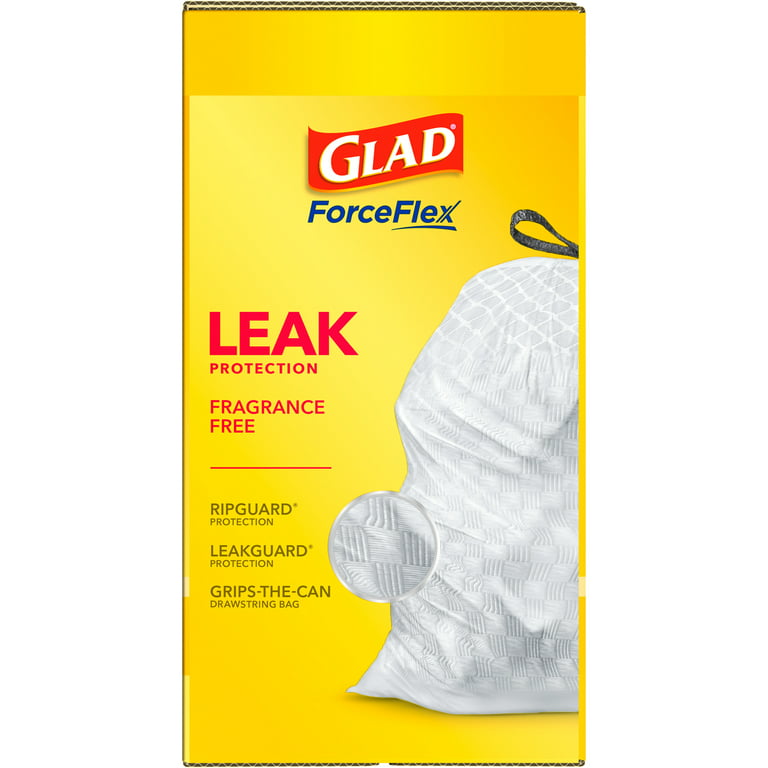 Glad ForceFlex 13 Gallon Tall Kitchen Trash Bags, Unscented, 120 Bags 