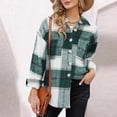 thumbnail image 2 of Siilsaa Womens Plaid Shirts Flannel Shacket Jacket Long Sleeve Button Down Boyfriend Shirt Coats ,Green, 2 of 5