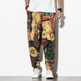 thumbnail image 2 of Leutsin Mens Casual Retro Printing Elastic Waist And Pockets Bloomers Loose Long Pants, 2 of 7