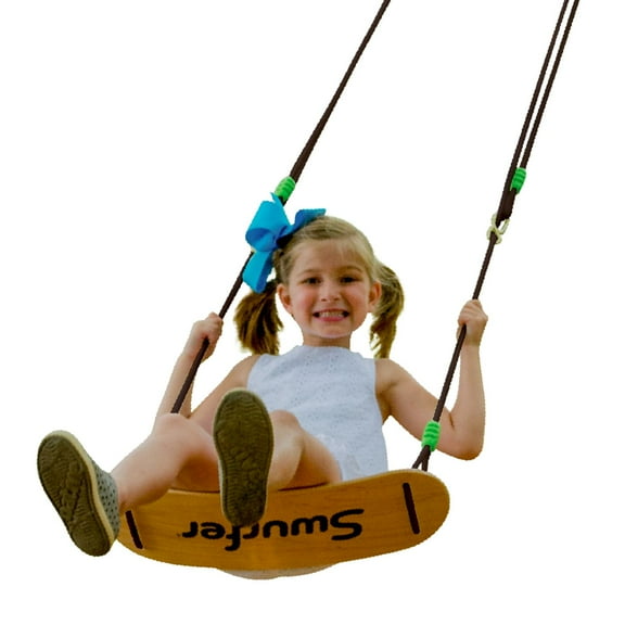 Swurfer Sway Premium Coated Maple Wood Outdoor Swing with Strong Braided UV Resistant Rope Holds Up to 150 Pounds Ages 4 and Up