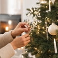 thumbnail image 3 of Faux Crystal Christmas Tree Decoration, White Insert Stem with Shell Pearl Accent for Winter Holiday Party Display, 3 of 6