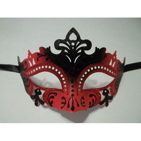 Sexy Black and Firey Red Laser Cut Mardi Gras Masquerade Mask