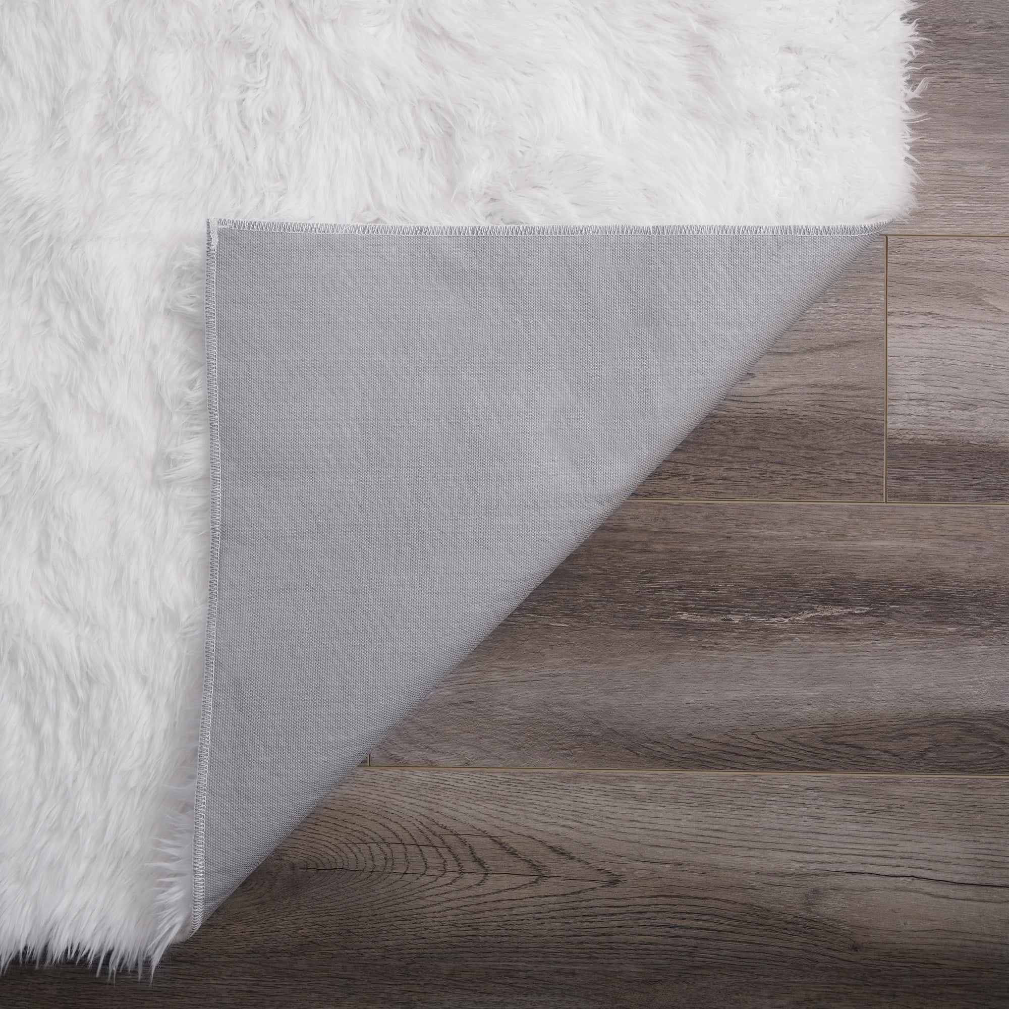 My Magic Carpet 5'x7' Machine Washable Soft Faux Fur Fluffy Thick Non-Slip Area Rug - Shag White
