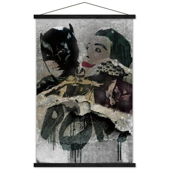 DC Comics - Batman - Grunge Wall Poster with Wooden Magnetic Frame, 22.375" x 34"