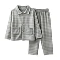 thumbnail image 2 of Mifsaly Pajama Sets for Girls Boys 2 Piece Plaid Long Sleeve Button Down Sleepwear and Long Pants Kids Toddler Soft Breathable Lounge Cotton Nightwear, 2 of 5