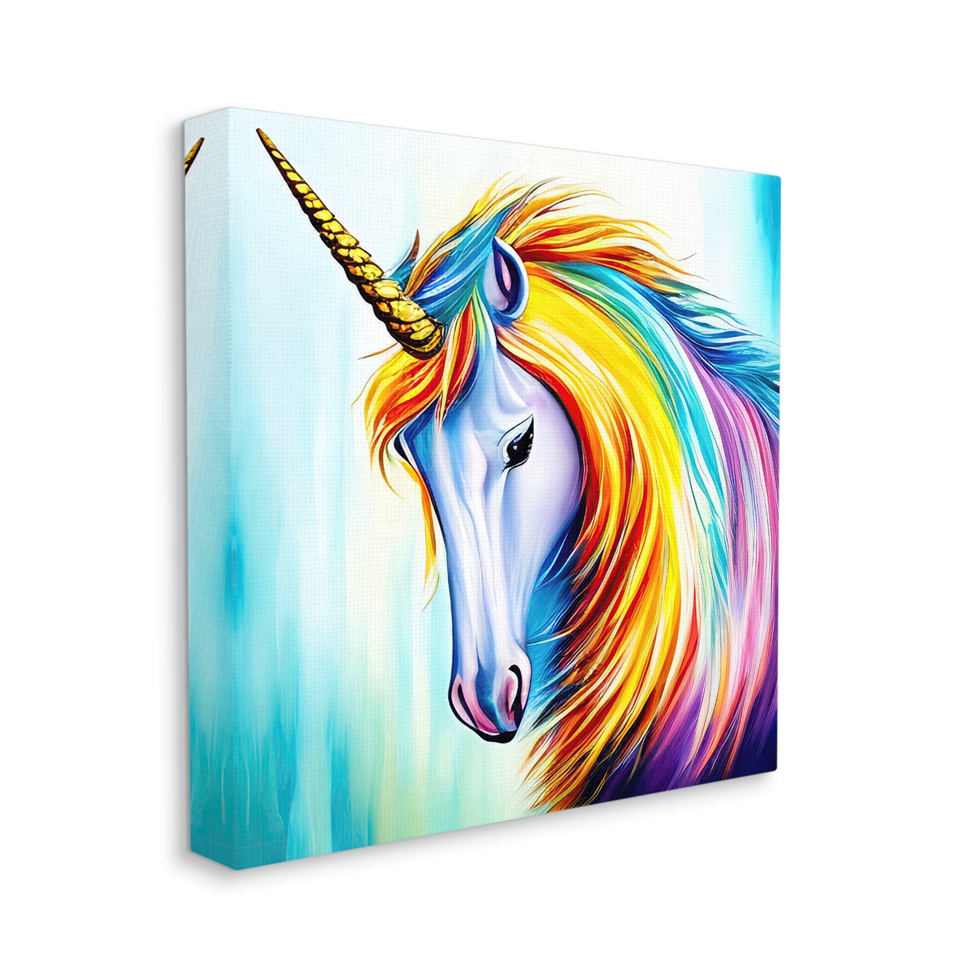 Stupell Rainbow Unicorn Fantasy Portrait Fairy Tales & Fantasy Painting Gallery Wrapped Canvas Print Wall Art