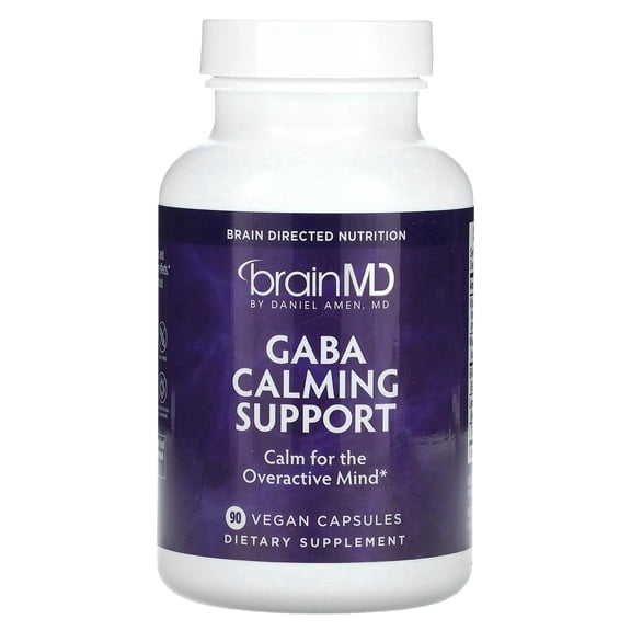 Dr Amen BrainMD GABA Calming Support - 90 Vegan Capsules - Promotes Relaxation - Contains Magnesium, Vitamin B6 & Lemon Balm - 90 Servings