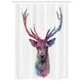 thumbnail image 1 of Deer Stall Shower Curtain, Illustration of Male Stag with Soft Pale Colors Antlers Wildlife Nature Artful Print, Fabric Bathroom Set with Hooks, 54W X 78L Inches, Pink Lilac, by Ambesonne, 1 of 1