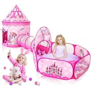 Wilwolfer Kids Tunnel Tent for Girls with Baby Ball Pit for Toddlers Indoor Outdoor Polyester Toys(Pink)