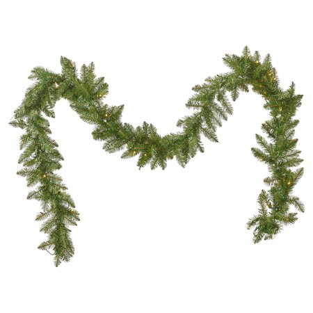 Noble House - 9-foot Fraser Fir Pre-Lit Warm White LED Artificial Christmas Garland - Green