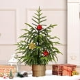 thumbnail image 2 of BESTSKY 24 Inch small artificial christmas tree Green Table Top Tree Mini Potted Topiary with Downswept Branches Holiday table christmas tree, 2 of 7
