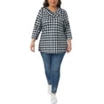 thumbnail image 2 of Agnes Orinda Women's Plus Size Tops 3/4 Sleeve Knit Striped Dressy Casual Blouse Asymmetric Neck Fashion t Shirt 4X Grey, 2 of 6