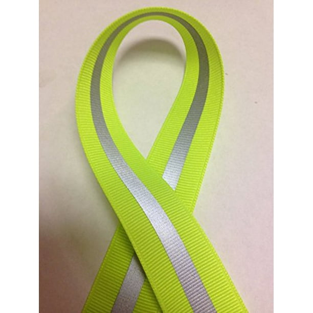 7/8" Reflective Glo Grosgrain 1/4" 3M Scotchlite Silver Reflective