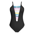 thumbnail image 4 of Sngxgn Swimsuit Women - Tummy Control Bathing Suits, Unique Design Criss Cross Back, Ruched Swimwear(Black,M), 4 of 5