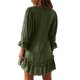 thumbnail image 4 of Vestido corto holgado con cuello en V para mujer de VISgogo, falda fruncida con manga de pulsera de empalme y decoración de botones de Color sólido para mujer de otoño VISgogo moda, 4 of 5