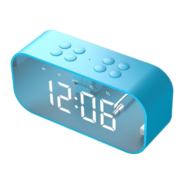 Lksixu LED Mirror Clock With Screen 5.0 Wireless Bluetooth Audio Alarm Clock Three- Brightness Call Card,Built-In Lithium Battery Bluetooth audio Electronics for Home Office School