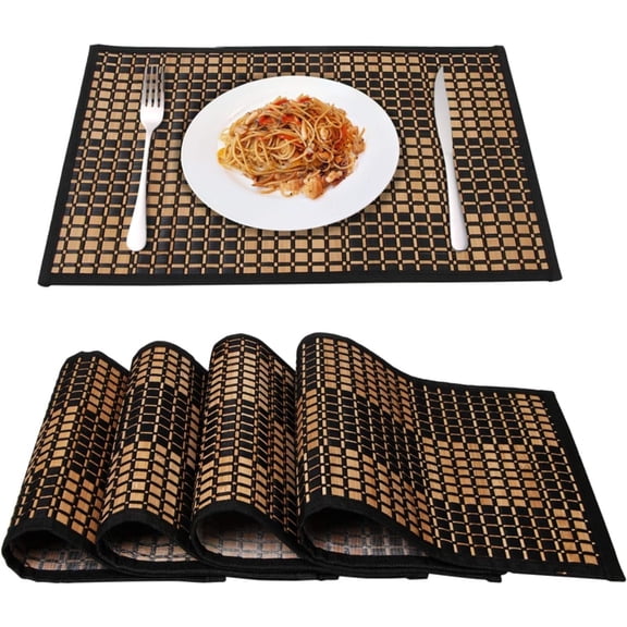 Placemats Set of 4 for Dining Table, Bamboo Place Mats for Kitchen Table Decor, Table Mats Heat Resistant & Non-Slip for Indoor/Outdoor Party, Table Placemats Set of 4 for Dinner Table