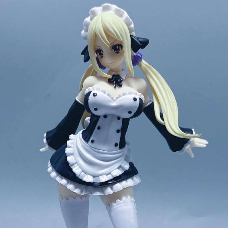 New Lucy Figure, Maid Outfit Twin Ponytails Lucy Heartphilia Anime Figures 18cm/7.1inch PVC Character Action Model Figure Statue Decoration Gifts
