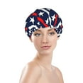 thumbnail image 3 of Kdxio Patriotic Star Print Shower Cap for Women,Elastic and Reusable,Double Waterproof Layers Bathing Hat, 3 of 9