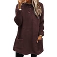 thumbnail image 1 of LUXUR Women Fuzzy Fleece T Shirt Loose Work Tops Brown L, 1 of 2
