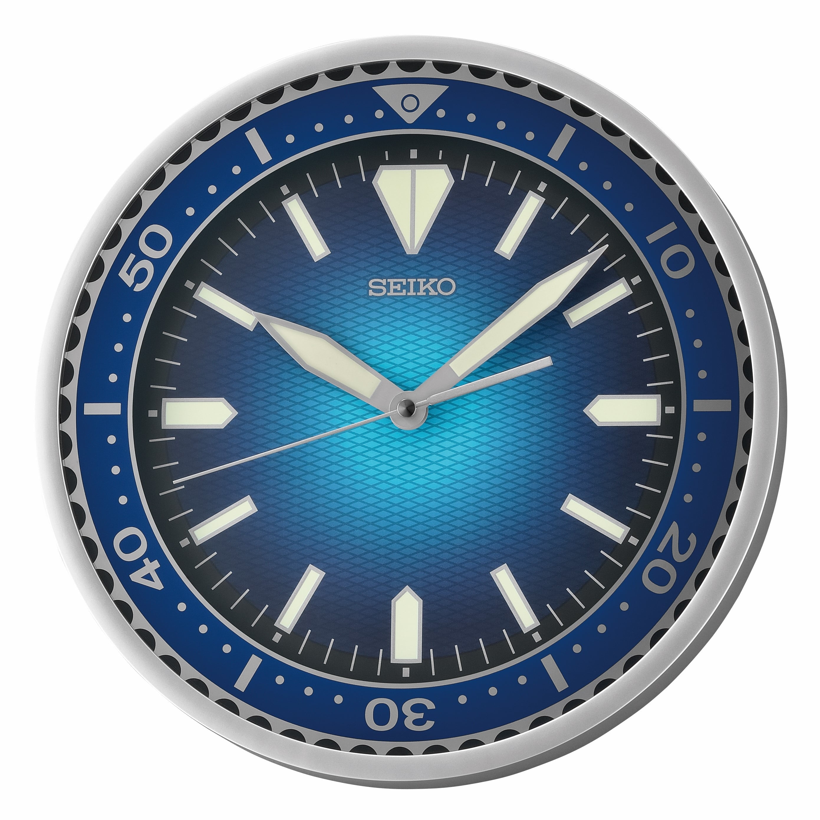 Seiko 20 inch Sara Round Wooden Wall Clock Blue Minimalist
