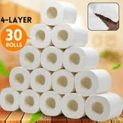 30Rolls 4-Layers Toilet Paper, Instant Paper, Soft Bath Tissue Toilet Paper, Thickening, Toughness And Strength,Native wood pulp Roll Paper