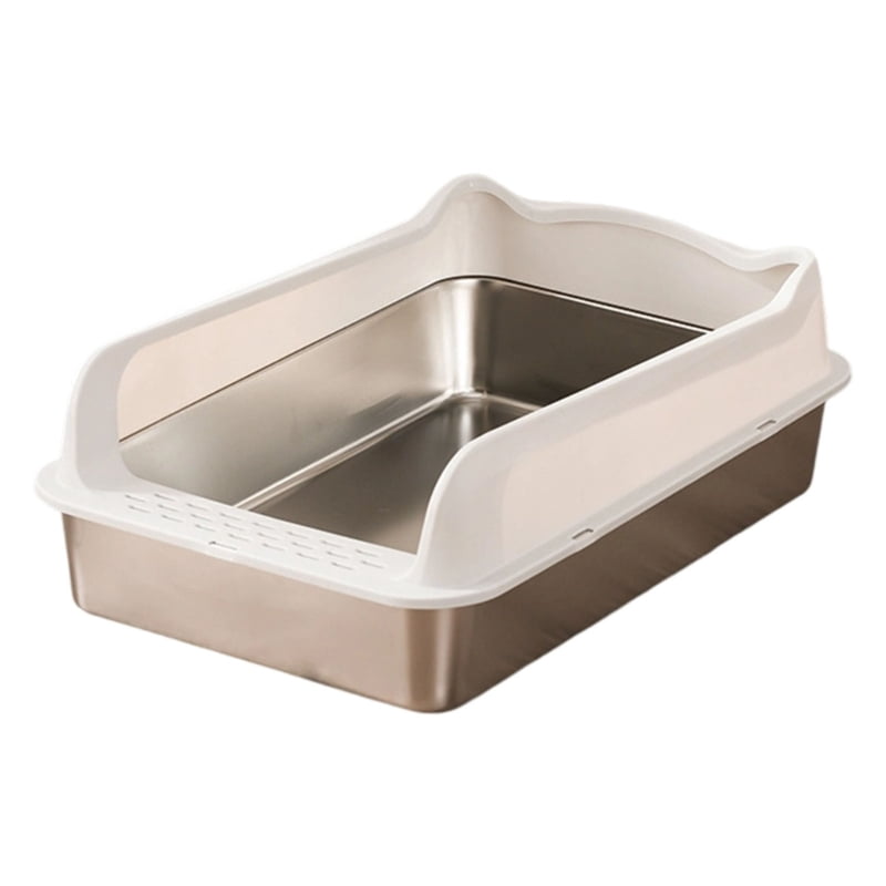 Yiran Large Capacity High Fence Anti Tracking Anti Splash Stainless Steel Cat Litter Box, Green